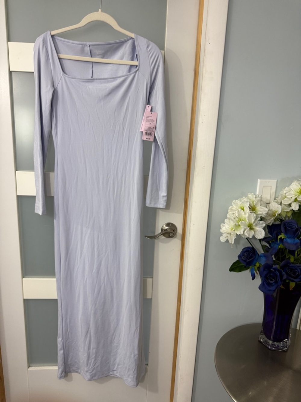 wild fable Light Lavender Long Sleeve Square Neck Maxi Dress